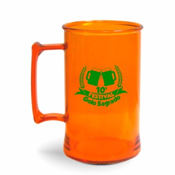 CANECA, COPOS E TAÇAS CANECAS CANECAS PLÁSTICAS CHOPP 450ML IMPRESSÃO 1 COR TRANSPARENTE 100 un. - Preto e branco frente