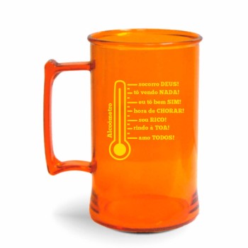 CANECA, COPOS E TAÇAS CANECAS CANECAS PLÁSTICAS CHOPP 450ML IMPRESSÃO 1 COR TRANSPARENTE Preto e branco frente - 500 un.