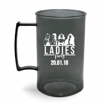 CANECA, COPOS E TAÇAS CANECAS CANECAS PLÁSTICAS CHOPP 450ML IMPRESSÃO 1 COR TRANSPARENTE Preto e branco frente - 500 un.