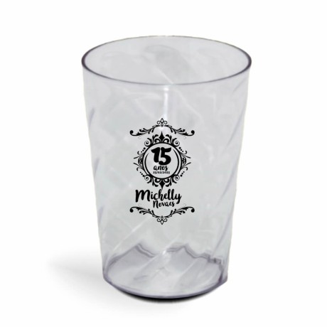 CANECA, COPOS E TAÇAS COPOS COPOS PLÁSTICOS COPO TWISTER 600ML IMPRESSÃO 1 COR TRANSPARENTE Preto e branco frente - 50 un.