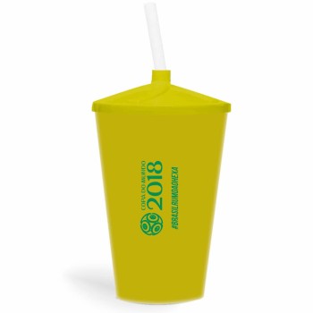 CANECA, COPOS E TAÇAS COPOS COPOS PLÁSTICOS COPO TWISTER COM CANUDO 600ML IMPRESSÃO 1 COR LEITOSO Preto e branco frente - 3000 un.