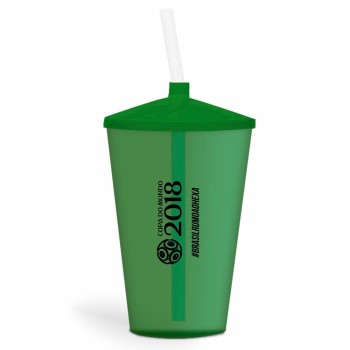 CANECA, COPOS E TAÇAS COPOS COPOS PLÁSTICOS COPO TWISTER COM CANUDO 600ML IMPRESSÃO 1 COR TRANSPARENTE Preto e branco frente - 3000 un.