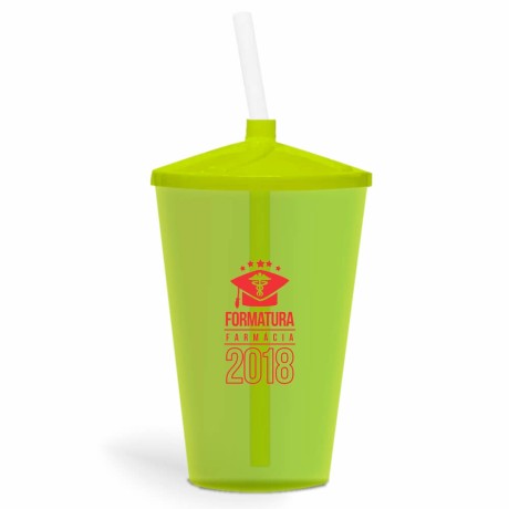 CANECA, COPOS E TAÇAS COPOS COPOS PLÁSTICOS COPO TWISTER COM CANUDO 600ML IMPRESSÃO 1 COR TRANSPARENTE Preto e branco frente - 100 un.