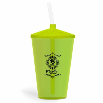 CANECA, COPOS E TAÇAS COPOS COPOS PLÁSTICOS COPO TWISTER COM CANUDO 600ML IMPRESSÃO 1 COR TRANSPARENTE Preto e branco frente - 50 un.