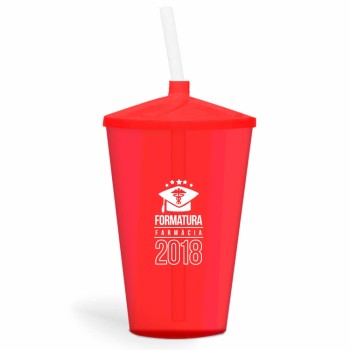 CANECA, COPOS E TAÇAS COPOS COPOS PLÁSTICOS COPO TWISTER COM CANUDO 600ML IMPRESSÃO 1 COR TRANSPARENTE Preto e branco frente - 100 un.