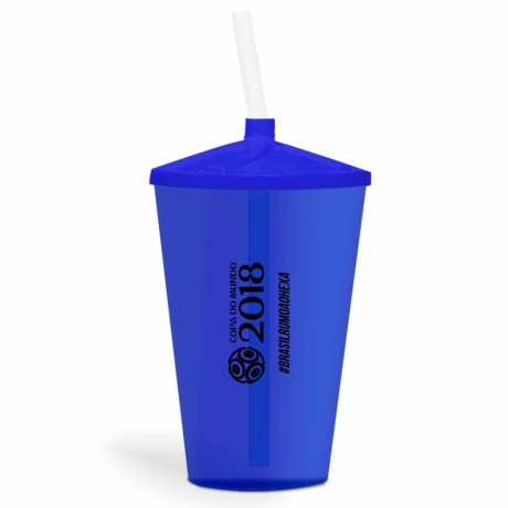 CANECA, COPOS E TAÇAS COPOS COPOS PLÁSTICOS COPO TWISTER COM CANUDO 600ML IMPRESSÃO 1 COR TRANSPARENTE Preto e branco frente - 3000 un.