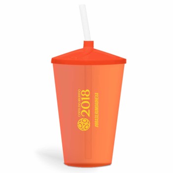 CANECA, COPOS E TAÇAS COPOS COPOS PLÁSTICOS COPO TWISTER COM CANUDO 600ML IMPRESSÃO 1 COR TRANSPARENTE Preto e branco frente - 3000 un.