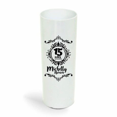 CANECA, COPOS E TAÇAS COPOS COPOS PLÁSTICOS LONG DRINK 350ML IMPRESSÃO 1 COR LEITOSO Preto e branco frente - 50 un.