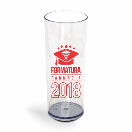 CANECA, COPOS E TAÇAS COPOS COPOS PLÁSTICOS LONG DRINK 350ML IMPRESSÃO 1 COR TRANSPARENTE 100 un. - Preto e branco frente