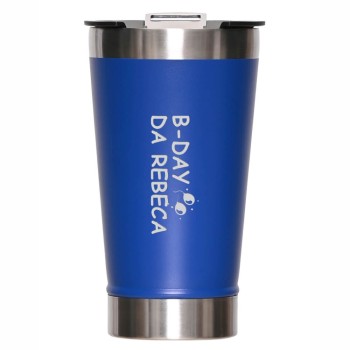 CANECA, COPOS E TAÇAS COPOS COPOS TÉRMICOS MODELO COM ABRIDOR 470ML AZUL Preto e branco frente - 10 un.
