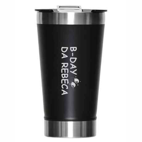 CANECA, COPOS E TAÇAS COPOS COPOS TÉRMICOS MODELO COM ABRIDOR 470ML PRETO Preto e branco frente - 10 un.