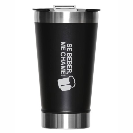 CANECA, COPOS E TAÇAS COPOS COPOS TÉRMICOS MODELO COM ABRIDOR 470ML PRETO Preto e branco frente - 5 un.