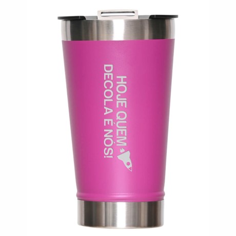 CANECA, COPOS E TAÇAS COPOS COPOS TÉRMICOS MODELO COM ABRIDOR 470ML ROSA CLARO Preto e branco frente - 1 un.