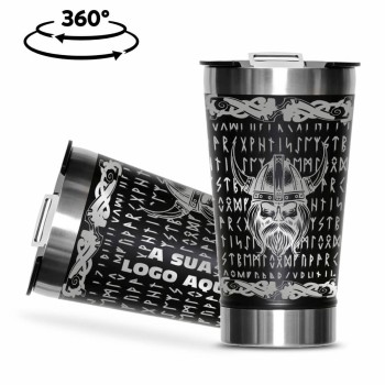 CANECA, COPOS E TAÇAS COPOS COPOS TÉRMICOS MODELO COM ABRIDOR GRAVAÇÃO 360 470ML Preto e branco frente - 5 un.