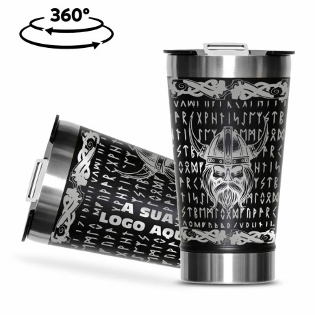 CANECA, COPOS E TAÇAS COPOS COPOS TÉRMICOS MODELO COM ABRIDOR GRAVAÇÃO 360 470ML Preto e branco frente - 5 un.