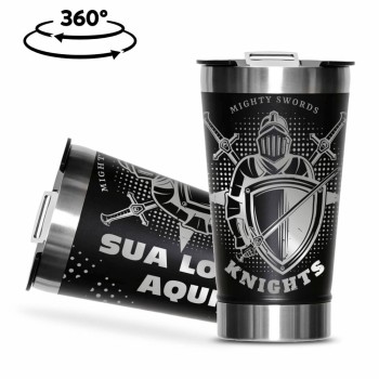 CANECA, COPOS E TAÇAS COPOS COPOS TÉRMICOS MODELO COM ABRIDOR GRAVAÇÃO 360 470ML Preto e branco frente - 1 un.
