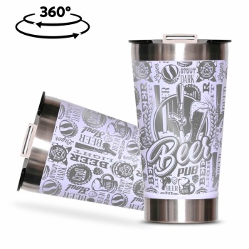 CANECA, COPOS E TAÇAS COPOS COPOS TÉRMICOS MODELO COM ABRIDOR GRAVAÇÃO 360 470ML Preto e branco frente - 5 un.