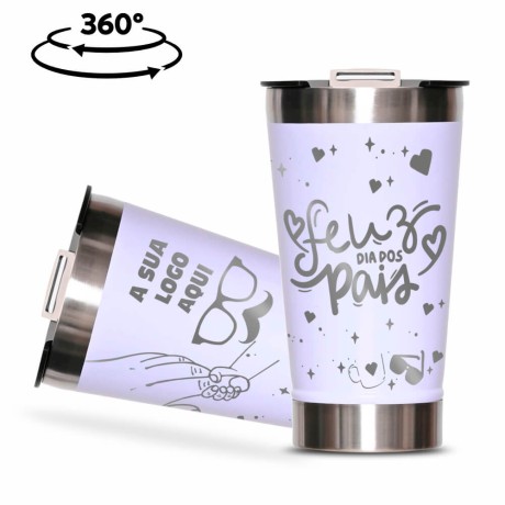 CANECA, COPOS E TAÇAS COPOS COPOS TÉRMICOS MODELO COM ABRIDOR GRAVAÇÃO 360 470ML Preto e branco frente - 10 un.