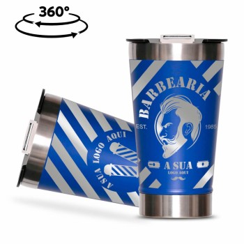 CANECA, COPOS E TAÇAS COPOS COPOS TÉRMICOS MODELO COM ABRIDOR GRAVAÇÃO 360 470ML Preto e branco frente - 5 un.