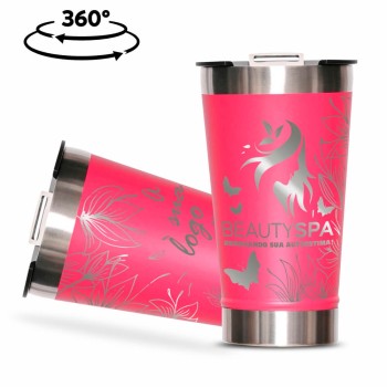 CANECA, COPOS E TAÇAS COPOS COPOS TÉRMICOS MODELO COM ABRIDOR GRAVAÇÃO 360 470ML Preto e branco frente - 10 un.