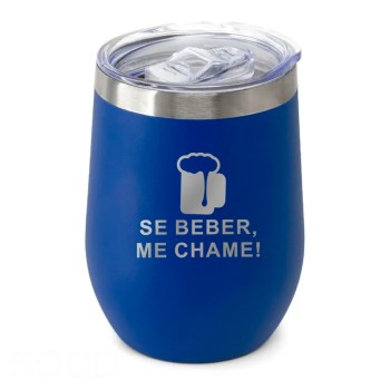 CANECA, COPOS E TAÇAS COPOS COPOS TÉRMICOS MODELO CUIA COM TAMPA GRAVAÇÃO FRONTAL 360ML Preto e branco frente - 5 un.