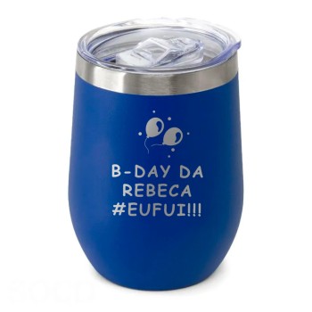 CANECA, COPOS E TAÇAS COPOS COPOS TÉRMICOS MODELO CUIA COM TAMPA GRAVAÇÃO FRONTAL 360ML Preto e branco frente - 1 un.