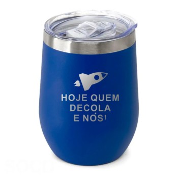 CANECA, COPOS E TAÇAS COPOS COPOS TÉRMICOS MODELO CUIA COM TAMPA GRAVAÇÃO FRONTAL 360ML Preto e branco frente - 10 un.