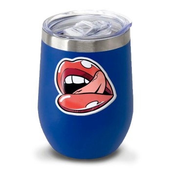CANECA, COPOS E TAÇAS COPOS COPOS TÉRMICOS MODELO CUIA E DTF UV 360ML AZUL Preto e branco frente - 1 un.