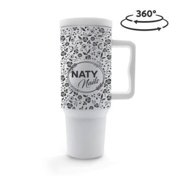CANECA, COPOS E TAÇAS COPOS COPOS TÉRMICOS MODELO QUENCH PRO TAMPA LISA GRAVAÇÃO 360 Preto e branco frente - 10 un.