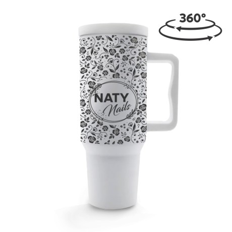 CANECA, COPOS E TAÇAS COPOS COPOS TÉRMICOS MODELO QUENCH PRO TAMPA LISA GRAVAÇÃO 360 Preto e branco frente - 10 un.