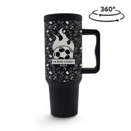 CANECA, COPOS E TAÇAS COPOS COPOS TÉRMICOS MODELO QUENCH PRO TAMPA LISA GRAVAÇÃO 360 Preto e branco frente - 10 un.