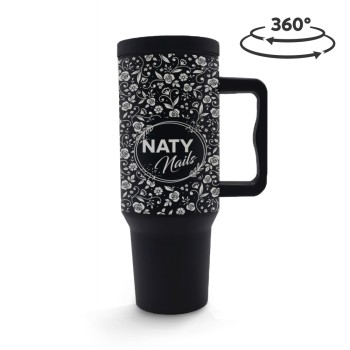 CANECA, COPOS E TAÇAS COPOS COPOS TÉRMICOS MODELO QUENCH PRO TAMPA LISA GRAVAÇÃO 360 Preto e branco frente - 5 un.