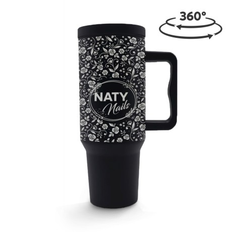 CANECA, COPOS E TAÇAS COPOS COPOS TÉRMICOS MODELO QUENCH PRO TAMPA LISA GRAVAÇÃO 360 Preto e branco frente - 5 un.