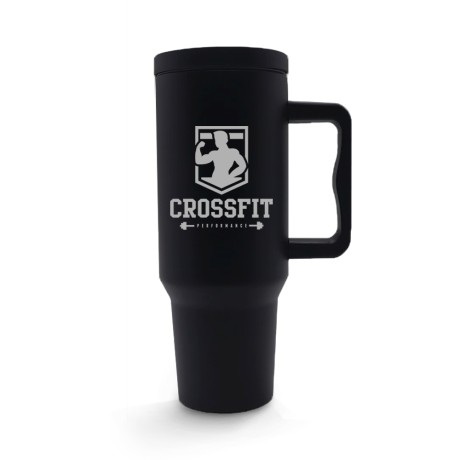 CANECA, COPOS E TAÇAS COPOS COPOS TÉRMICOS MODELO QUENCH PRO TAMPA LISA GRAVAÇÃO FRONTAL Preto e branco frente - 1 un.