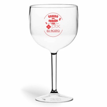 CANECA, COPOS E TAÇAS TAÇAS TAÇAS PLÁSTICAS TAÇA DE GIN 580ML IMPRESSÃO 1 COR TRANSPARENTE 100 un. - Preto e branco frente