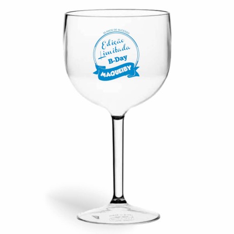 TAÇAS PLÁSTICAS DE GIN 580ML IMPRESSÃO 1 COR DEGRADÊ Preto e branco frente - 50 un.