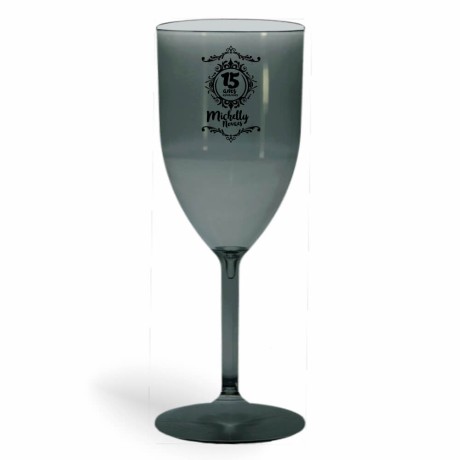 CANECA, COPOS E TAÇAS TAÇAS TAÇAS PLÁSTICAS TAÇA DE VINHO 330ML IMPRESSÃO 1 COR TRANSPARENTE Preto e branco frente - 300 un.