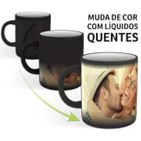 CANECAS E COPOS CANECAS DE CERÂMICA MÁGICA TERMOSSENSÍVEL 325ML PRETA FOSCA 1 un. - Colorido frente