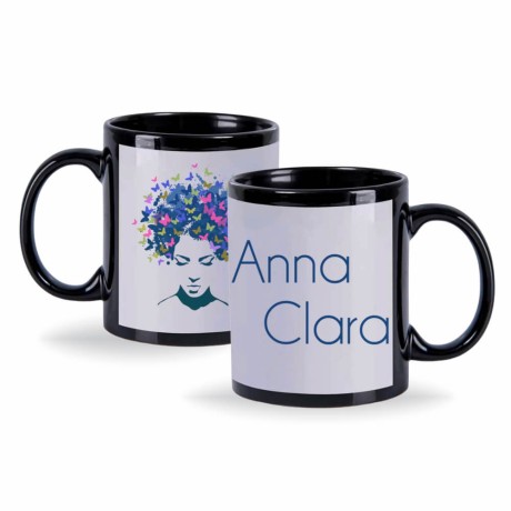 CANECAS E COPOS CANECAS DE CERÂMICA SIMPLES 325ML PRETA COM JANELA BRANCA 10 un. - Colorido frente