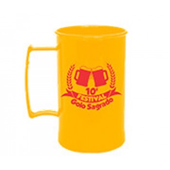 CANECAS E COPOS CANECAS PLÁSTICAS CHOPP 300ML IMPRESSÃO 1 COR LEITOSA AMARELO Preto e branco frente - 300 un.