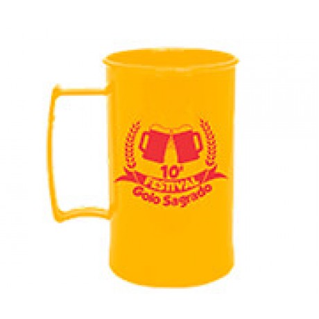 CANECAS E COPOS CANECAS PLÁSTICAS CHOPP 300ML IMPRESSÃO 1 COR LEITOSA AMARELO Preto e branco frente - 300 un.