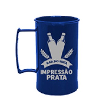 CANECAS E COPOS CANECAS PLÁSTICAS CHOPP 300ML IMPRESSÃO 1 COR LEITOSA AZUL Preto e branco frente - 50 un.