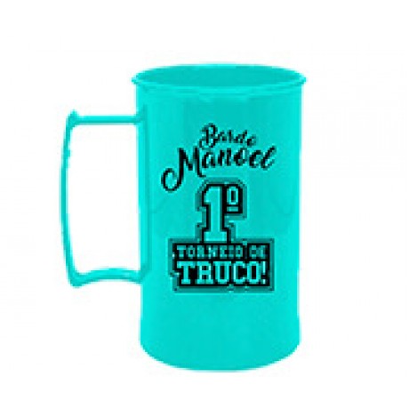 CANECAS E COPOS CANECAS PLÁSTICAS CHOPP 300ML IMPRESSÃO 1 COR LEITOSA AZUL TIFFANY Preto e branco frente - 1000 un.