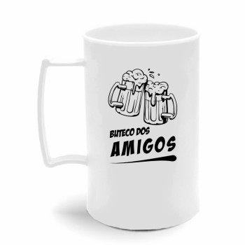 CANECAS E COPOS CANECAS PLÁSTICAS CHOPP 300ML IMPRESSÃO 1 COR LEITOSA BRANCA 3000 un. - Preto e branco frente