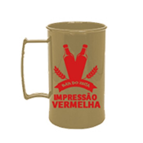 CANECAS E COPOS CANECAS PLÁSTICAS CHOPP 300ML IMPRESSÃO 1 COR LEITOSA DOURADO Preto e branco frente - 50 un.