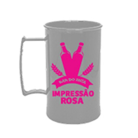 CANECAS E COPOS CANECAS PLÁSTICAS CHOPP 300ML IMPRESSÃO 1 COR LEITOSA PRATA Preto e branco frente - 50 un.