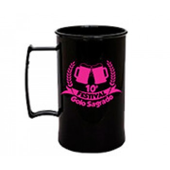 CANECAS E COPOS CANECAS PLÁSTICAS CHOPP 300ML IMPRESSÃO 1 COR LEITOSA PRETO Preto e branco frente - 300 un.