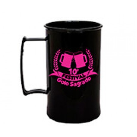 CANECAS E COPOS CANECAS PLÁSTICAS CHOPP 300ML IMPRESSÃO 1 COR LEITOSA PRETO Preto e branco frente - 300 un.