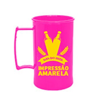 CANECAS E COPOS CANECAS PLÁSTICAS CHOPP 300ML IMPRESSÃO 1 COR LEITOSA ROSA Preto e branco frente - 50 un.