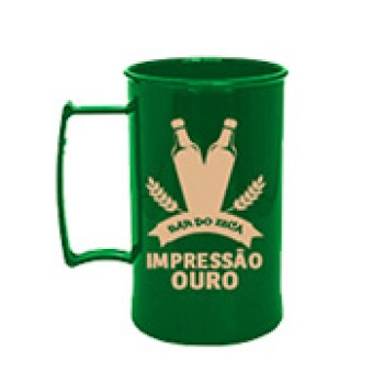 CANECAS E COPOS CANECAS PLÁSTICAS CHOPP 300ML IMPRESSÃO 1 COR LEITOSA VERDE Preto e branco frente - 50 un.